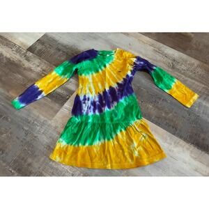 Mardi Gras Creations Kids 3T Tie Dye Long Sleeve Drop Waist Dress